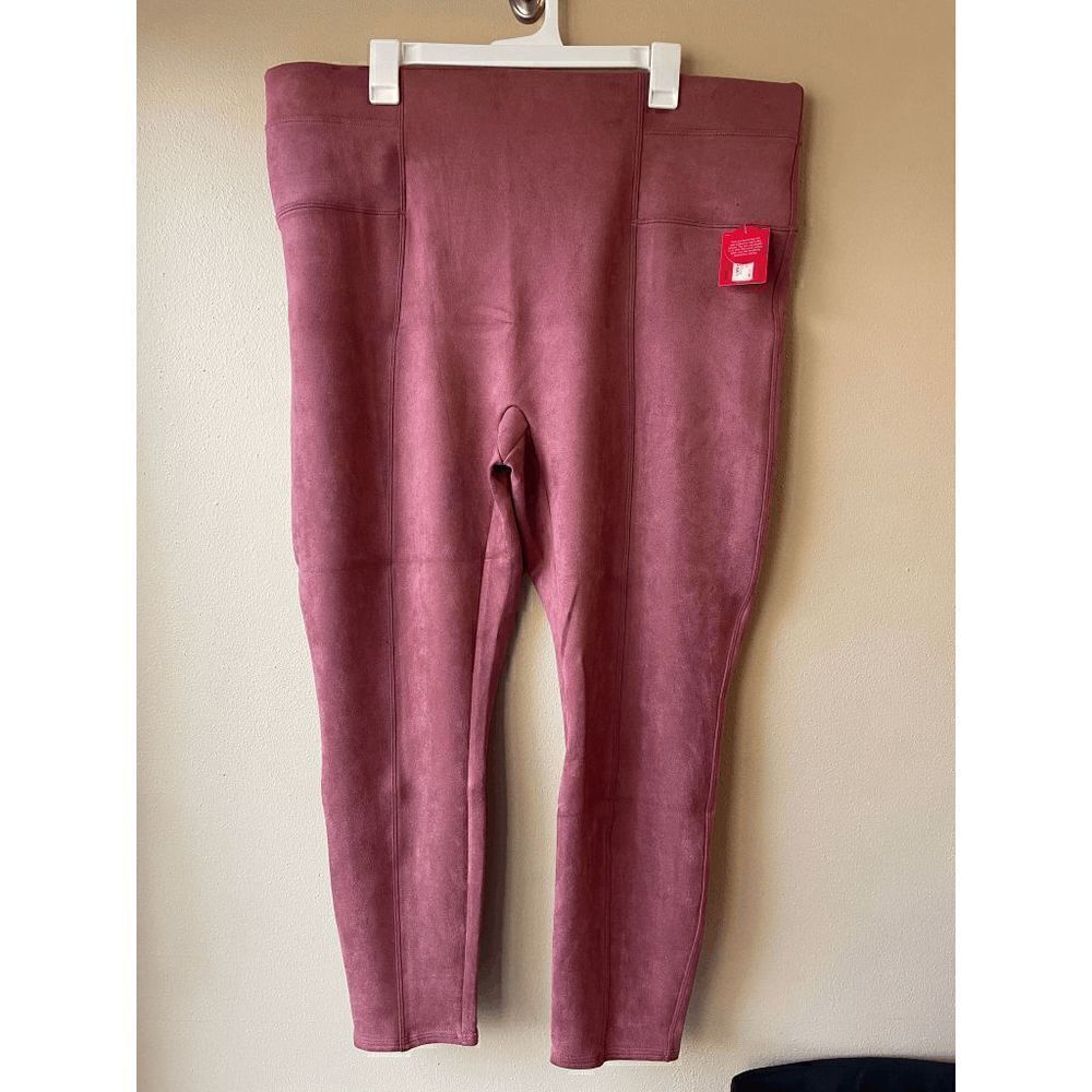 Spanx Faux Suede Leggings in Rich Rose Women's Size 3X Petite